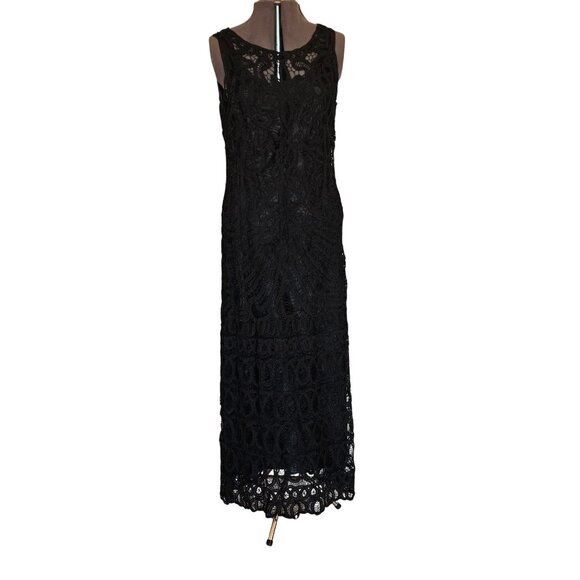 Vintage 1999 Plaza South Petite Black Lace Sleeveless Sheath Dress Size 8 - Picture 1 of 10